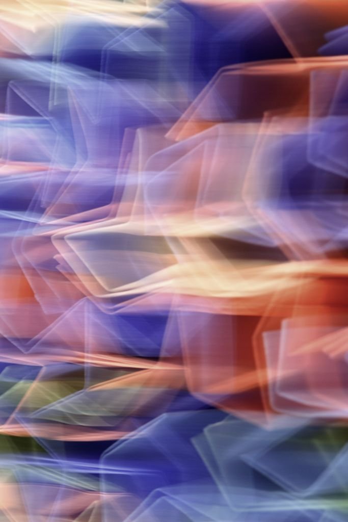 Colorful abstract motion blur image with vibrant geometric patterns in Guaratuba, Brazil.